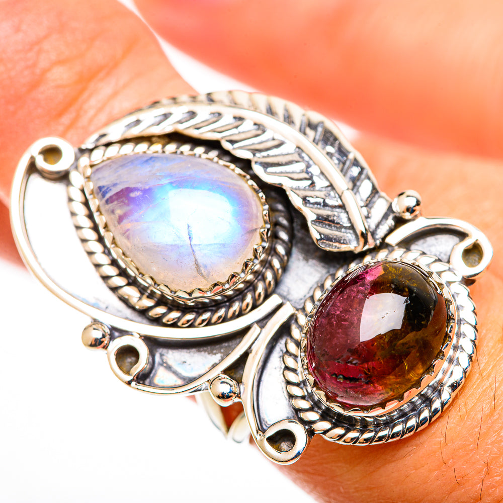 Rainbow Moonstone Rings handcrafted by Anasilvercos - RING113327