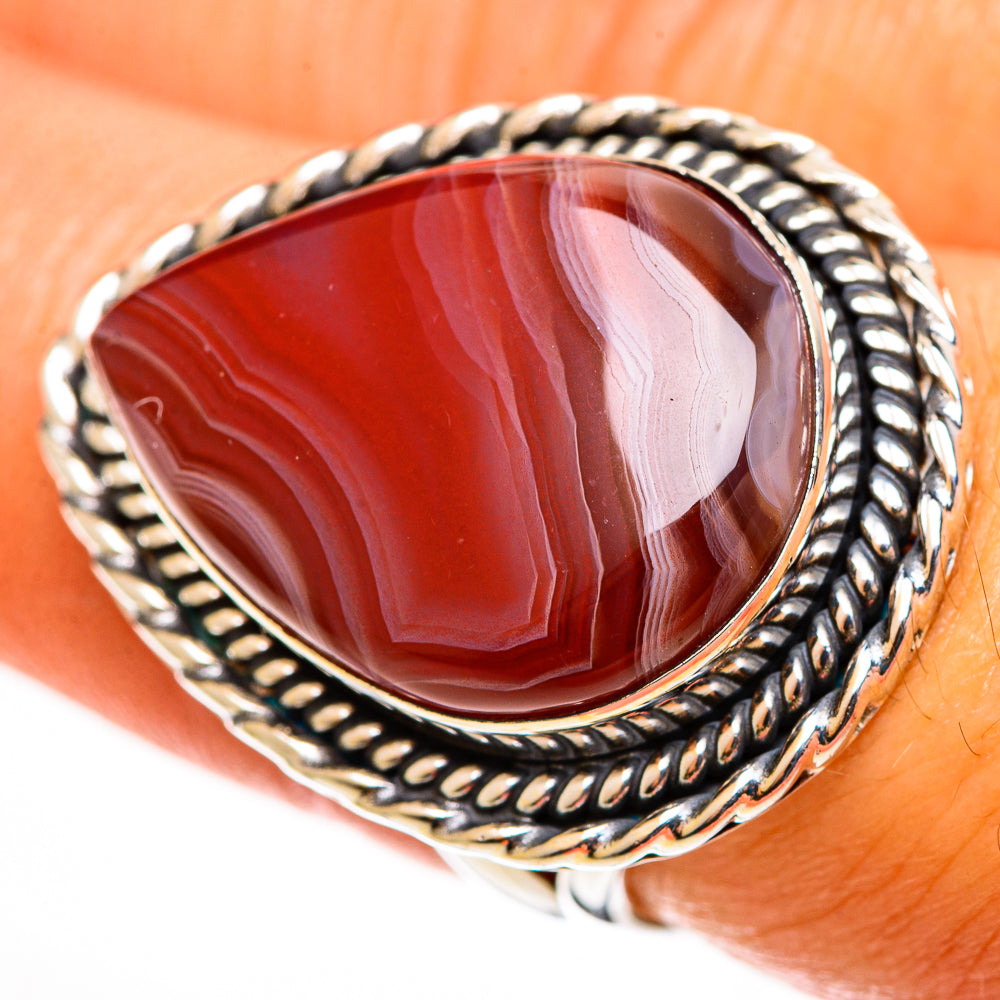 Red Botswana Agate Rings handcrafted by Anasilvercos - RING113334