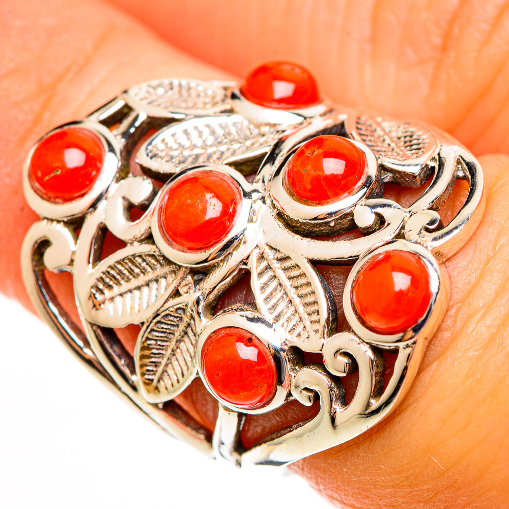 Mediterranean Red Coral Rings handcrafted by Anasilvercos - RING113412