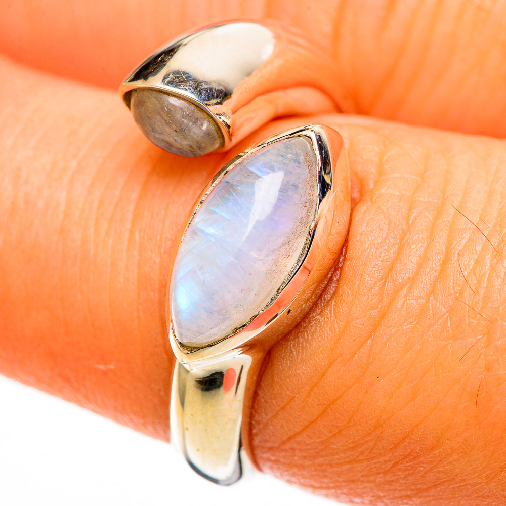Rainbow Moonstone Rings handcrafted by Anasilvercos - RING113418