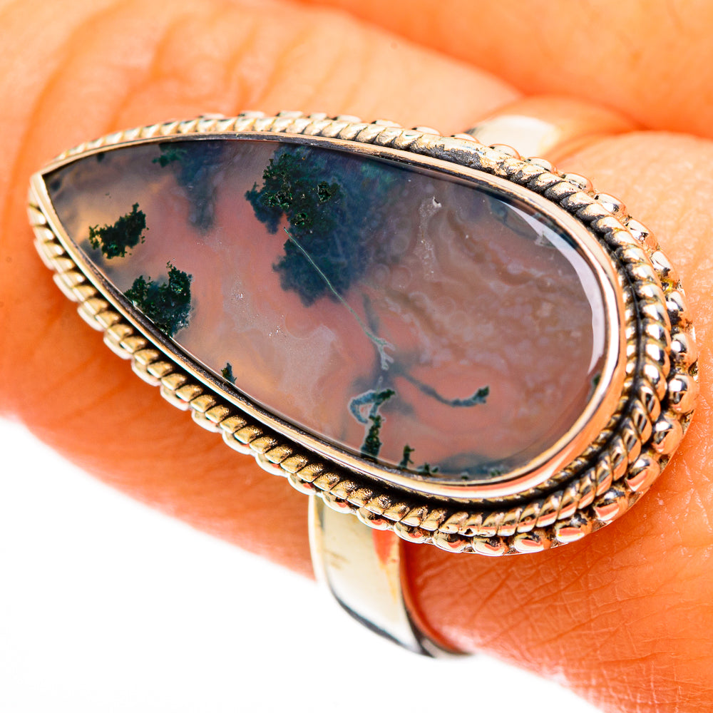 Green Moss Agate Rings handcrafted by Anasilvercos - RING113430
