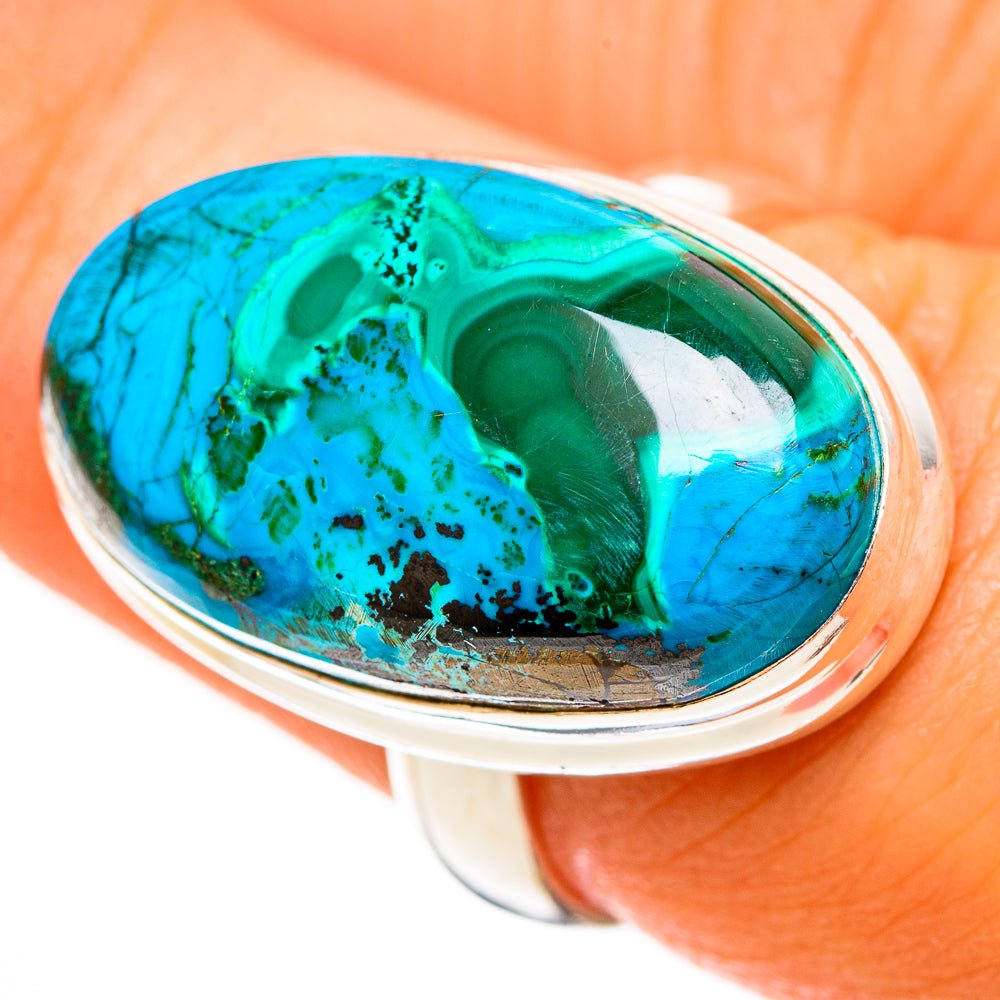 Malachite In Chrysocolla Rings handcrafted by Anasilvercos - RING113445