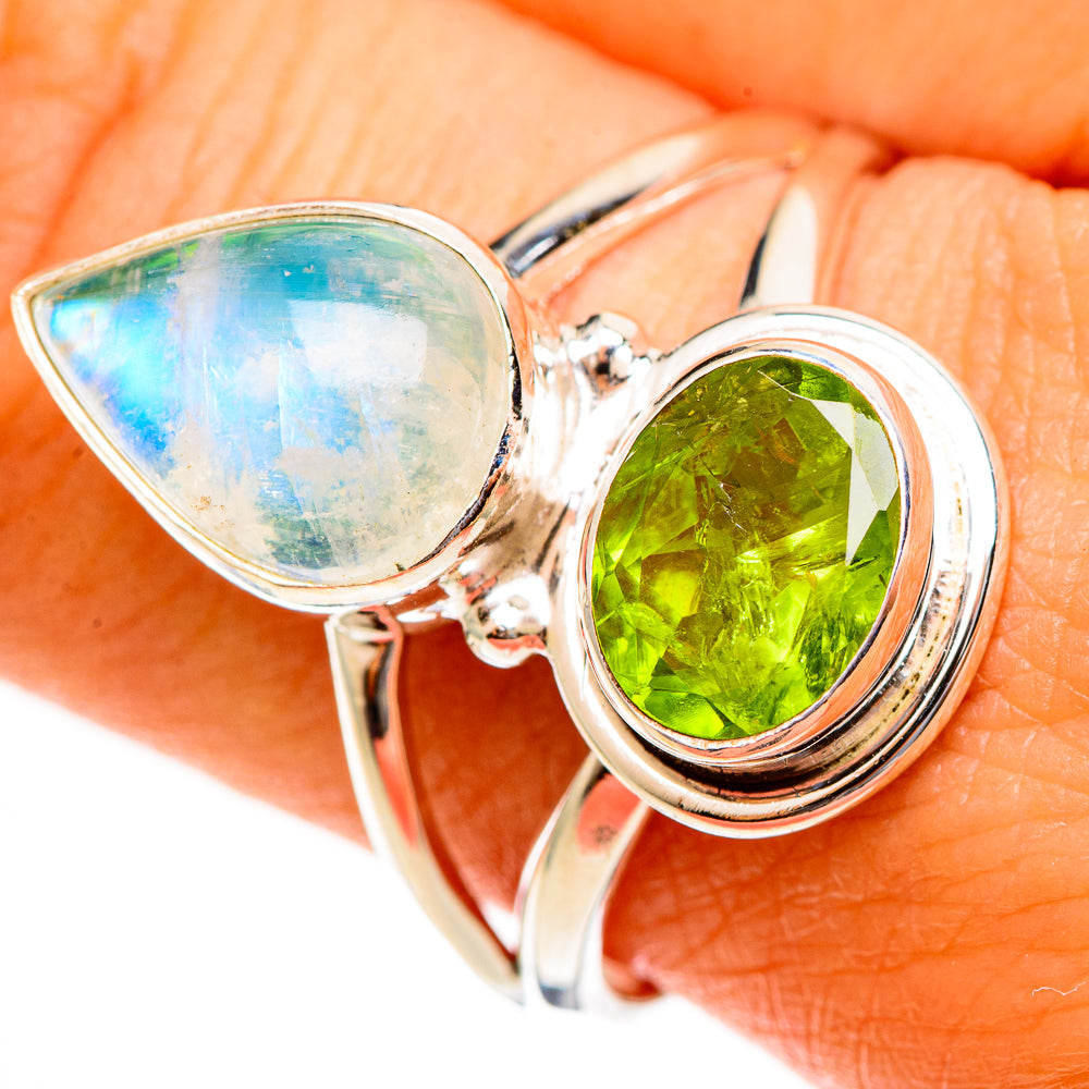 Rainbow Moonstone Rings handcrafted by Anasilvercos - RING113453