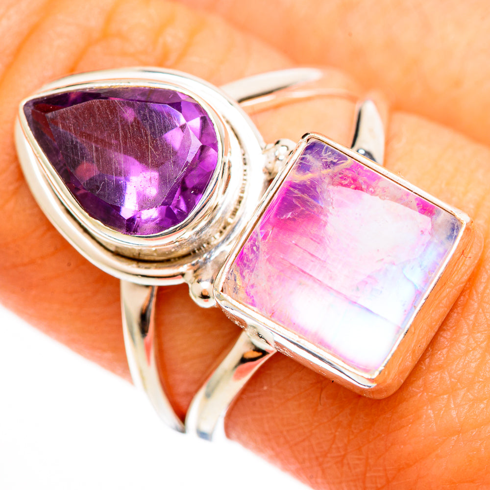 Pink Moonstone Rings handcrafted by Anasilvercos - RING113461