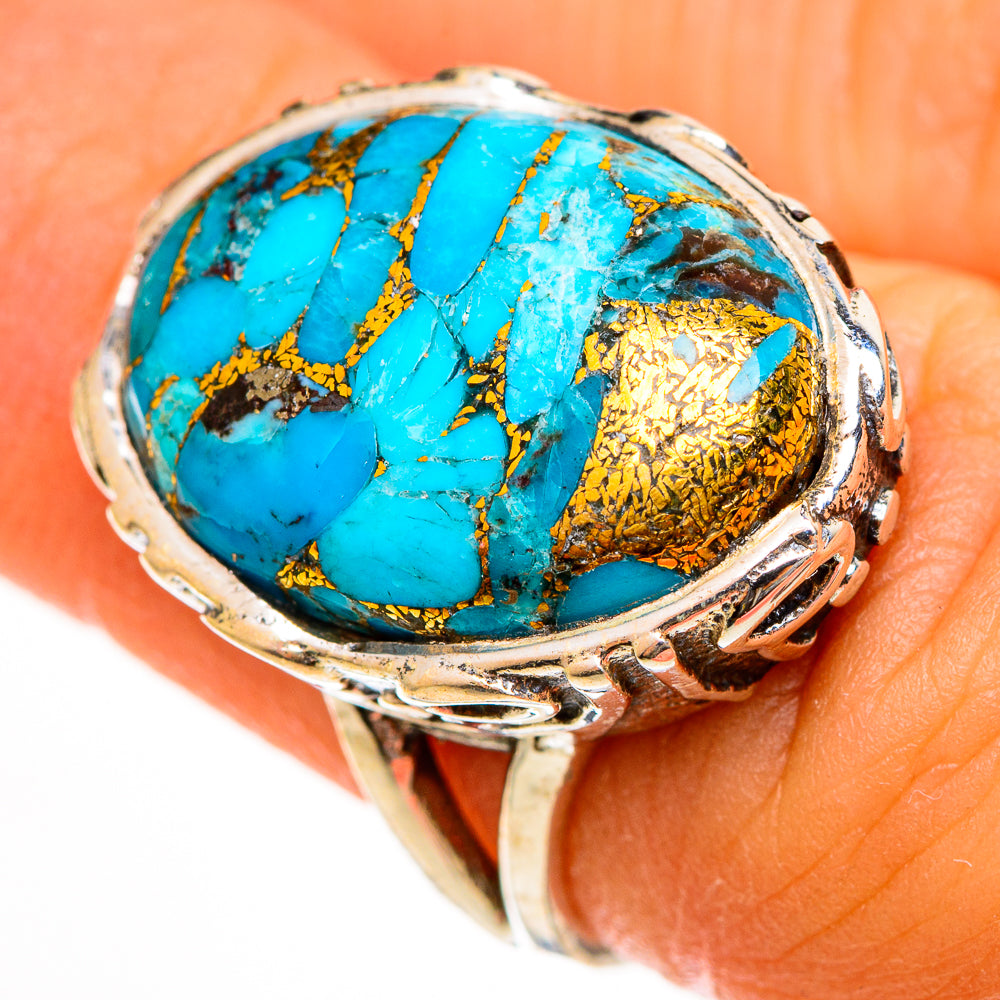 Blue Copper Composite Turquoise Rings handcrafted by Anasilvercos - RING113467