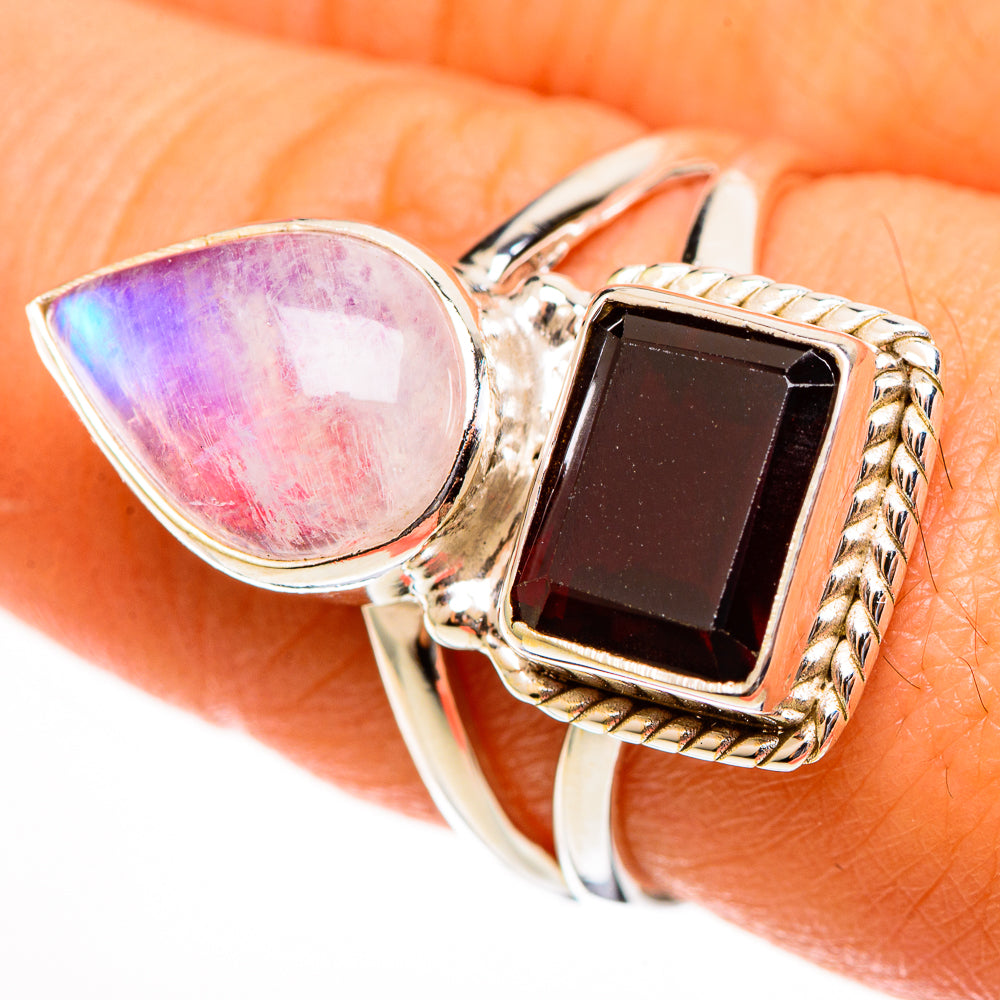 Pink Moonstone Rings handcrafted by Anasilvercos - RING113479
