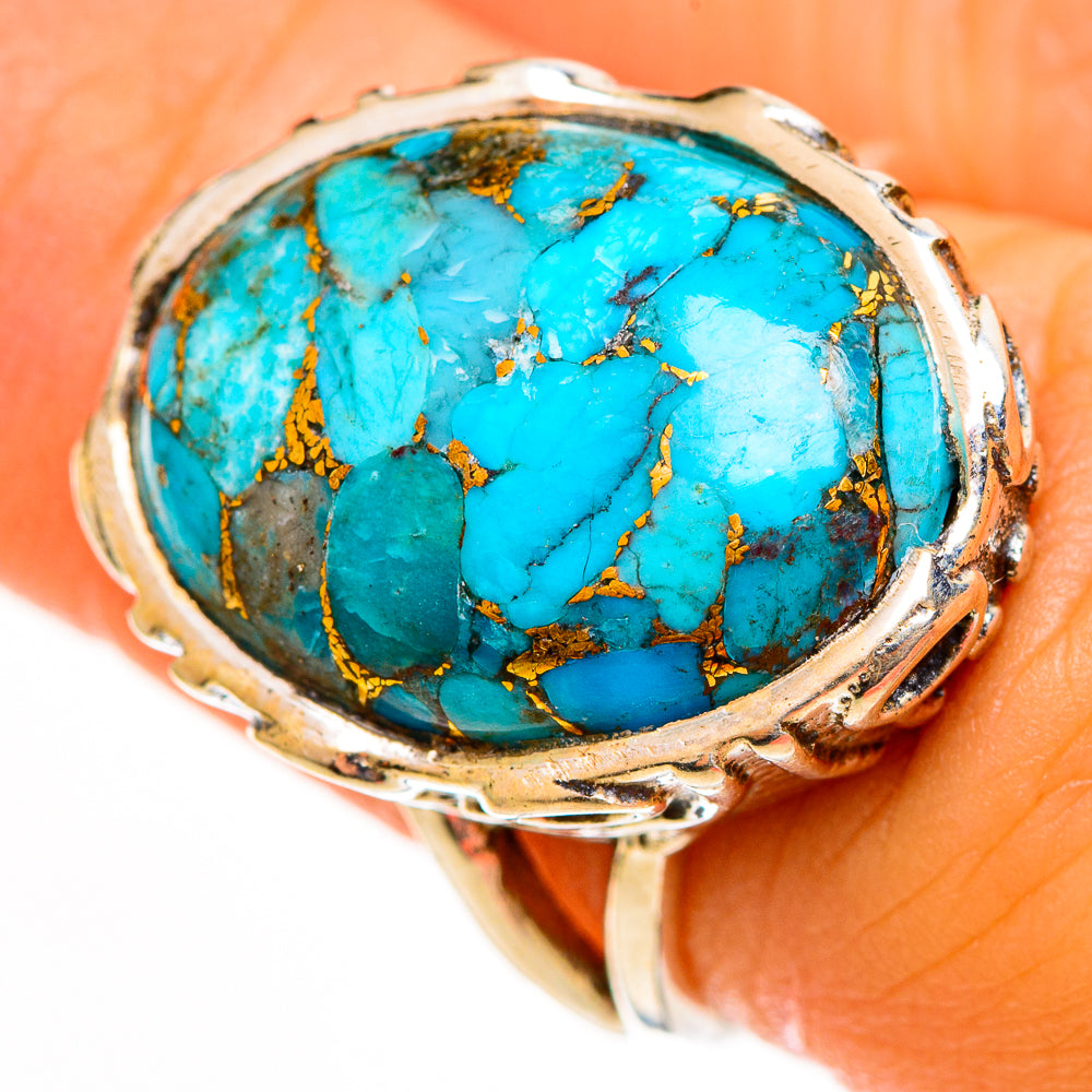 Blue Copper Composite Turquoise Rings handcrafted by Anasilvercos - RING113484