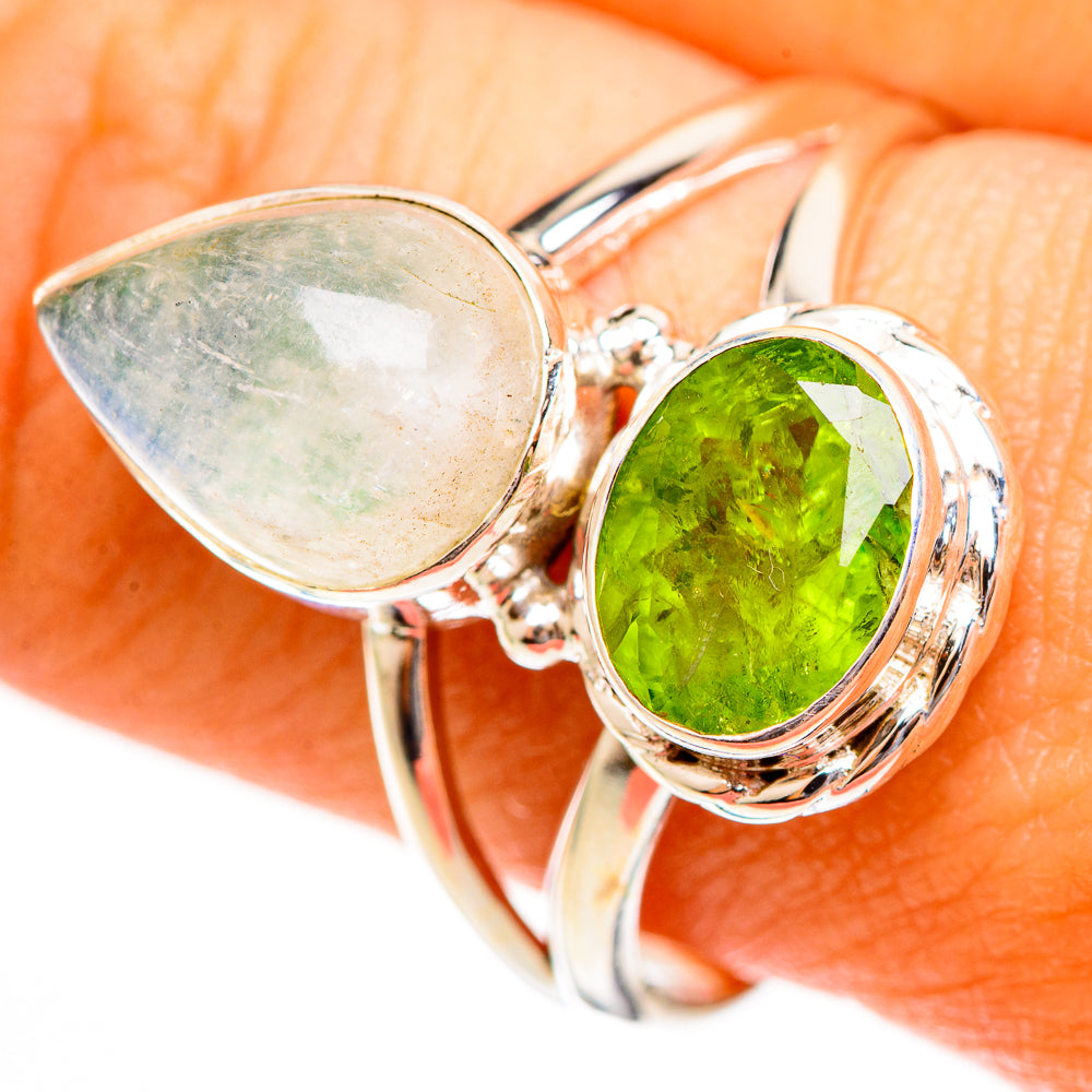 Rainbow Moonstone Rings handcrafted by Anasilvercos - RING113487