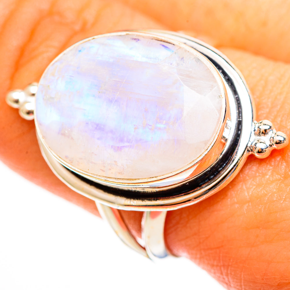 Rainbow Moonstone Rings handcrafted by Anasilvercos - RING113509