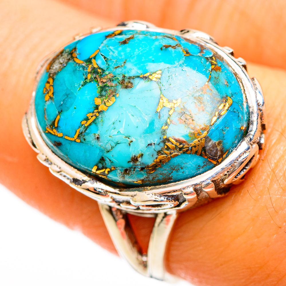 Blue Copper Composite Turquoise Rings handcrafted by Anasilvercos - RING113513
