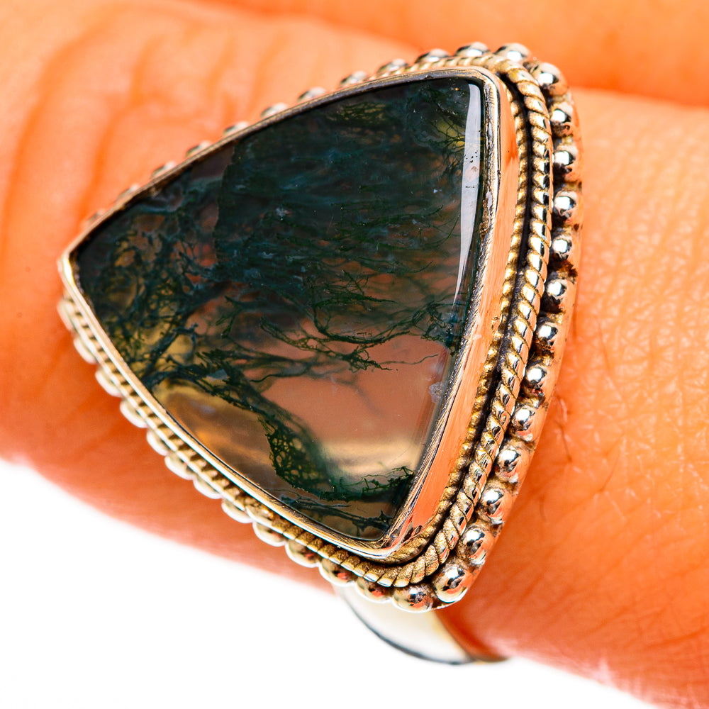 Green Moss Agate Rings handcrafted by Anasilvercos - RING113514