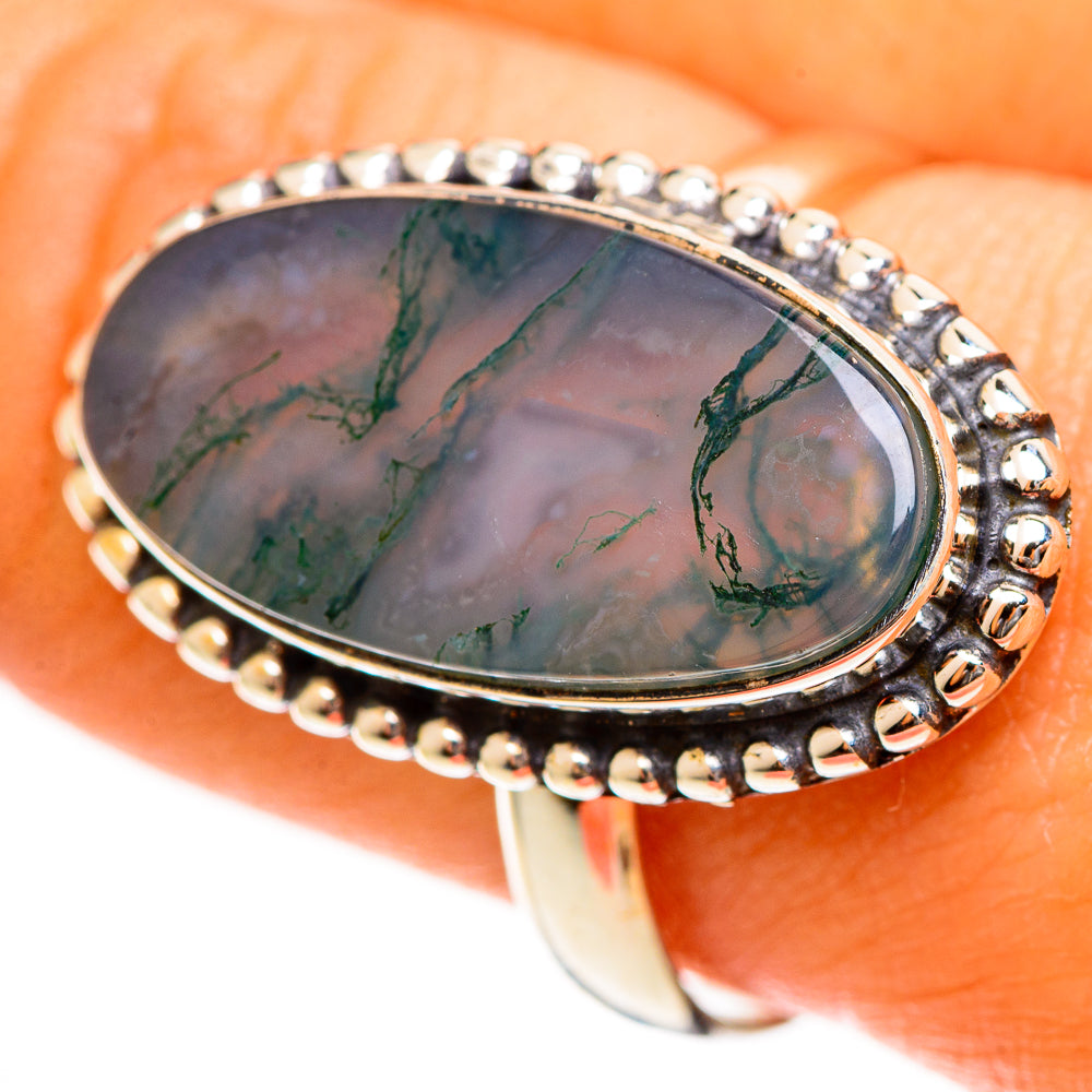 Green Moss Agate Rings handcrafted by Anasilvercos - RING113517
