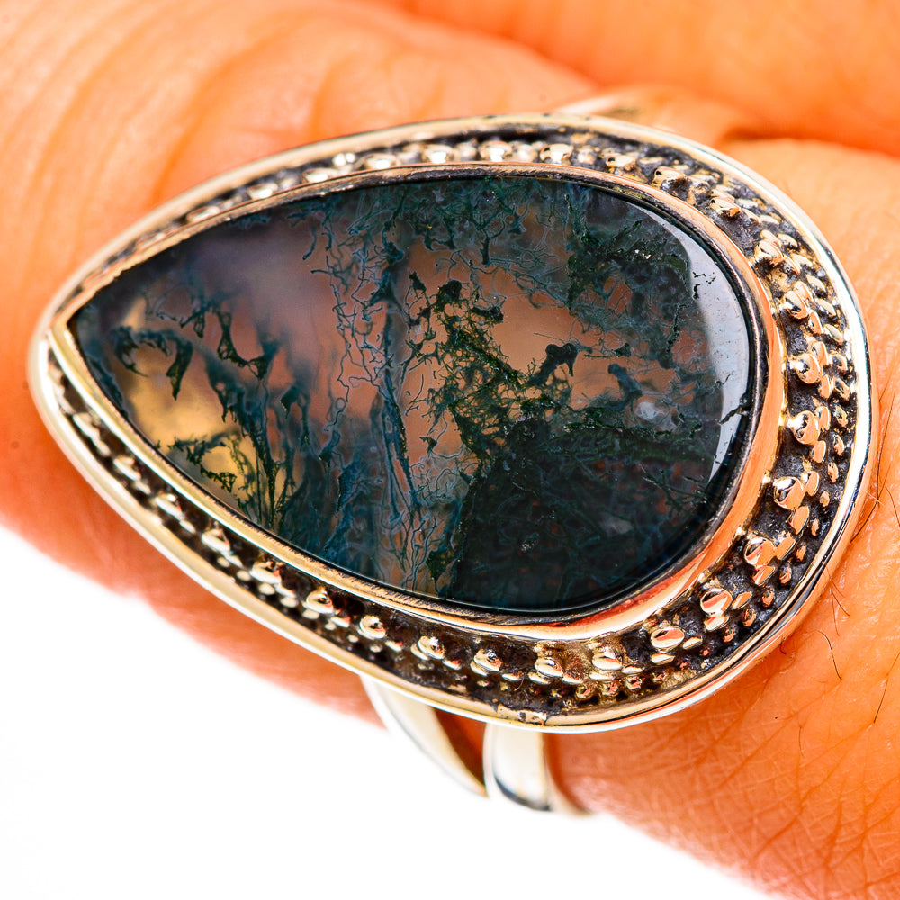 Green Moss Agate Rings handcrafted by Anasilvercos - RING113526