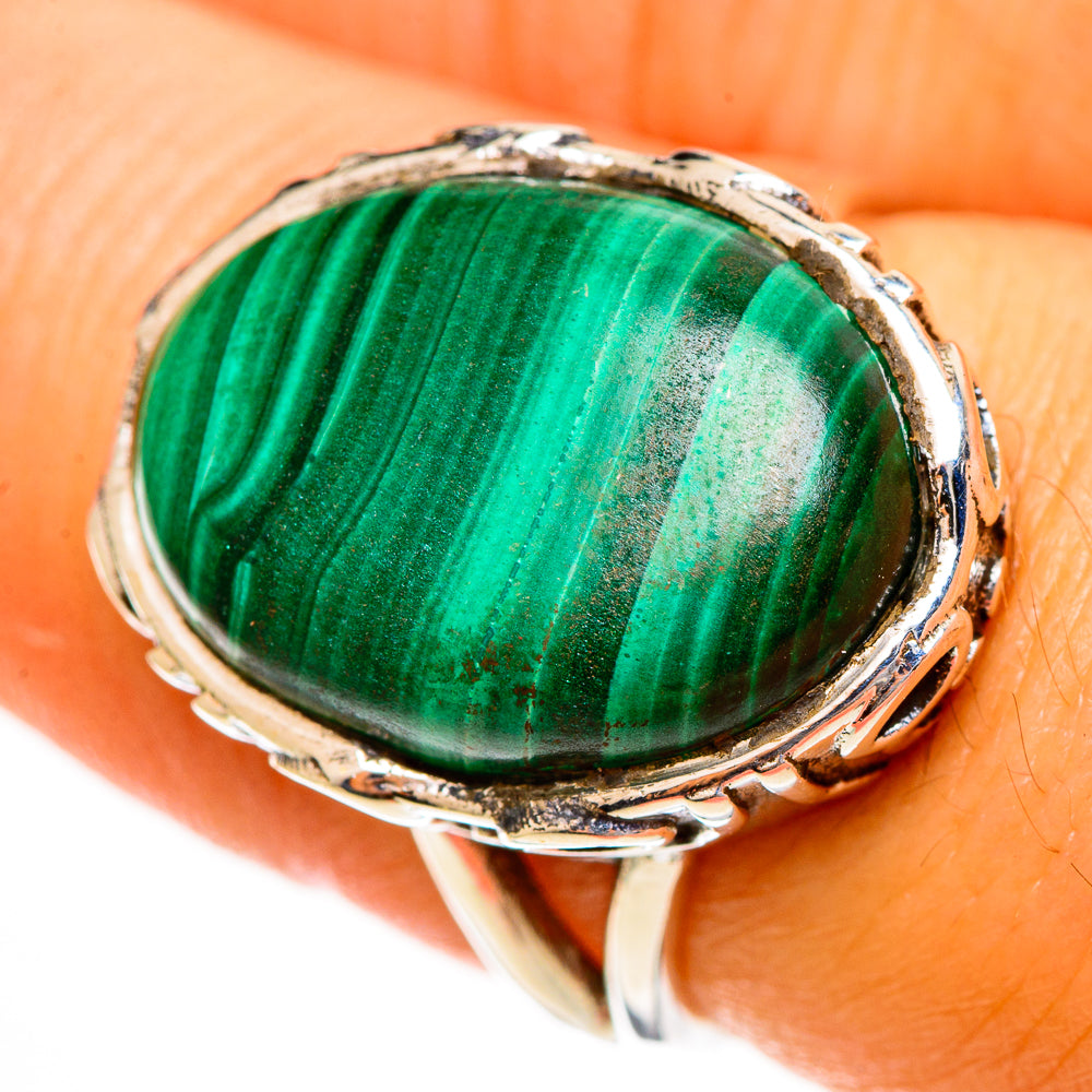 Malachite In Chrysocolla Rings handcrafted by Anasilvercos - RING113527
