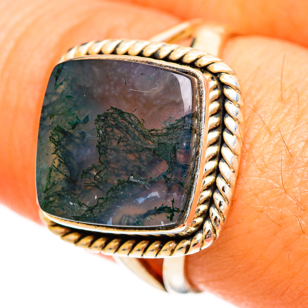 Green Moss Agate Rings handcrafted by Anasilvercos - RING113538