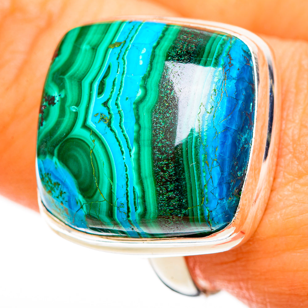 Malachite In Chrysocolla Rings handcrafted by Anasilvercos - RING113549