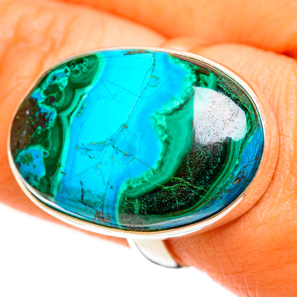 Malachite In Chrysocolla Rings handcrafted by Anasilvercos - RING113550