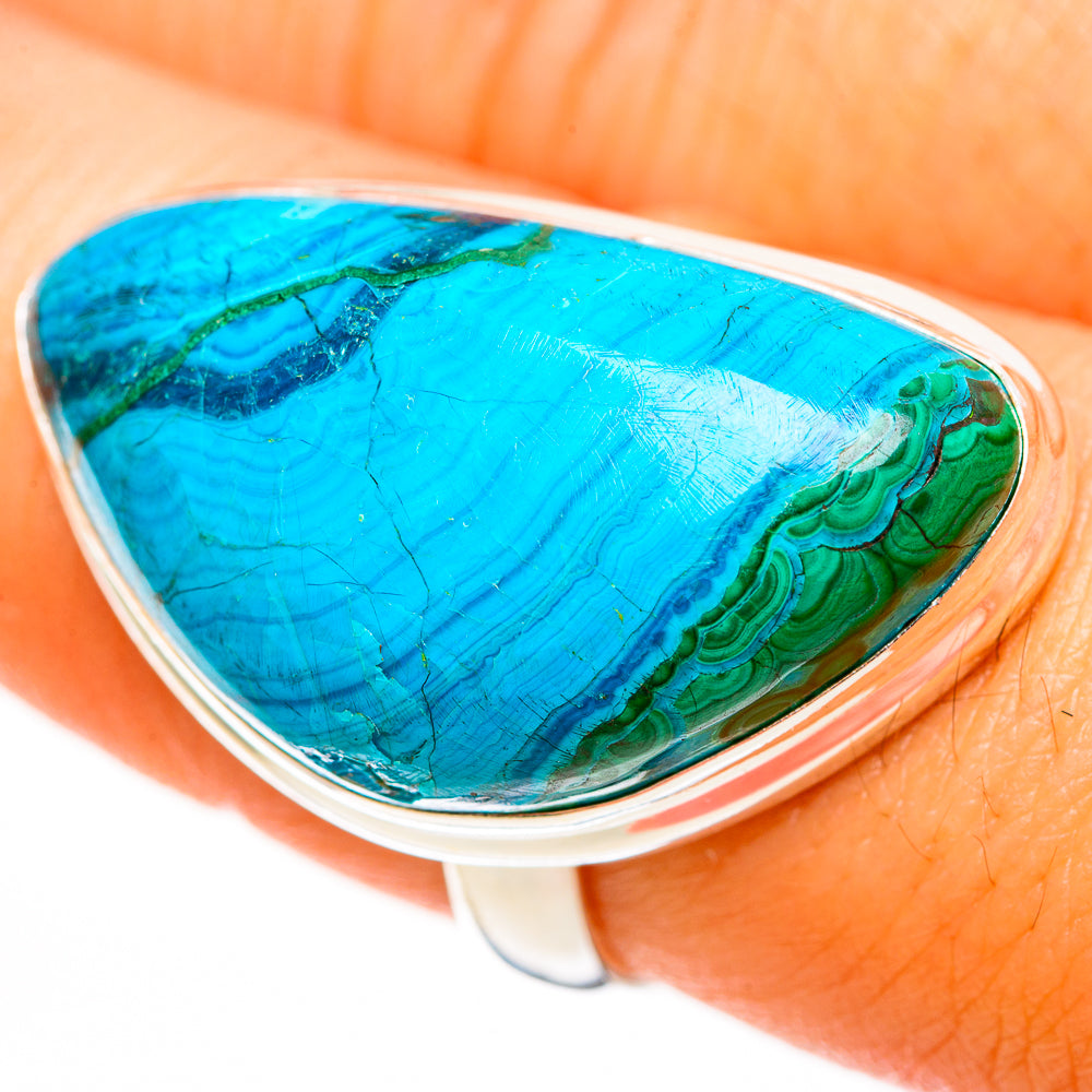 Malachite In Chrysocolla Rings handcrafted by Anasilvercos - RING113553