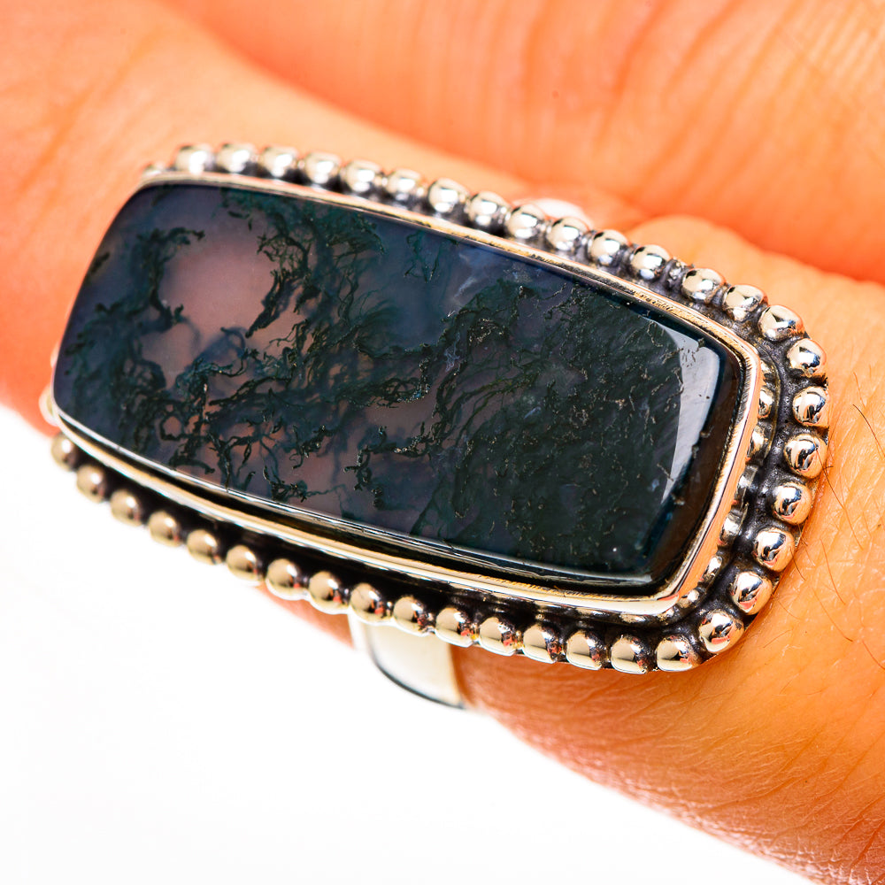 Green Moss Agate Rings handcrafted by Anasilvercos - RING113559