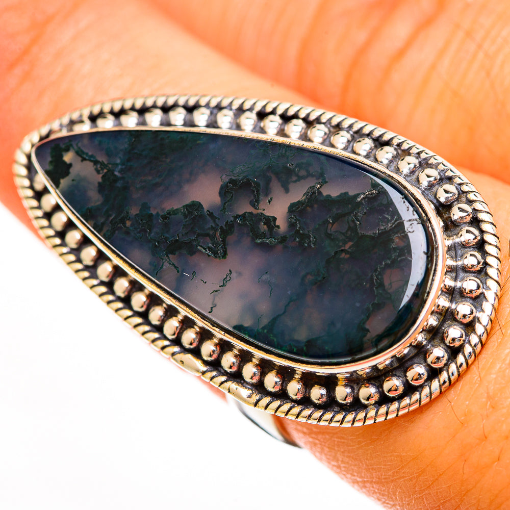 Green Moss Agate Rings handcrafted by Anasilvercos - RING113560