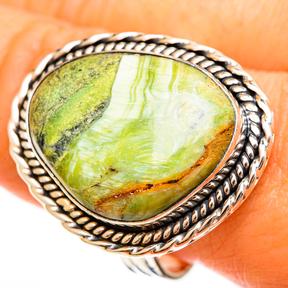 African Green Opal Rings handcrafted by Anasilvercos - RING113593