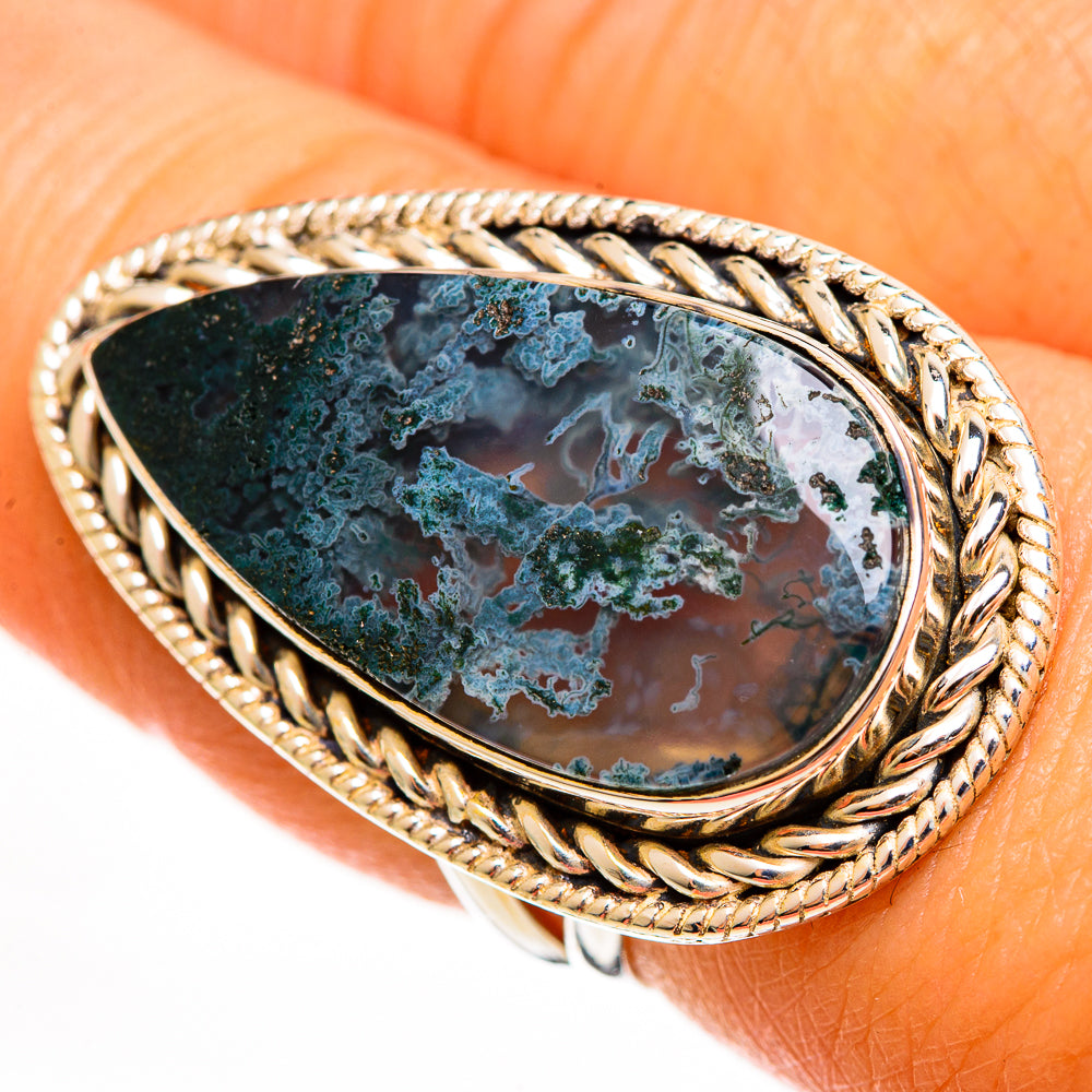 Green Moss Agate Rings handcrafted by Anasilvercos - RING113595