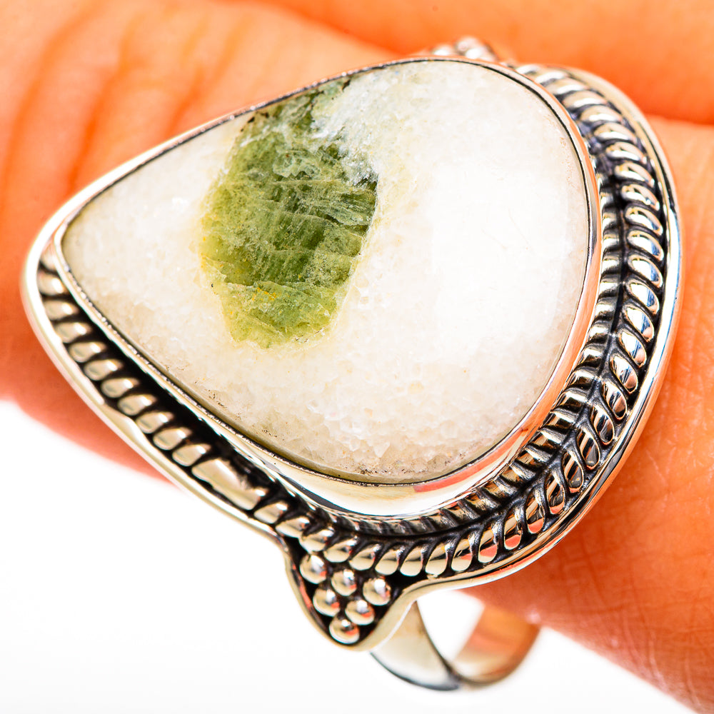 Green Tourmaline In Quartz Rings handcrafted by Anasilvercos - RING113618