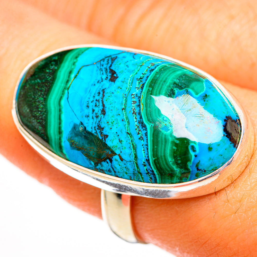 Malachite In Chrysocolla Rings handcrafted by Anasilvercos - RING113619