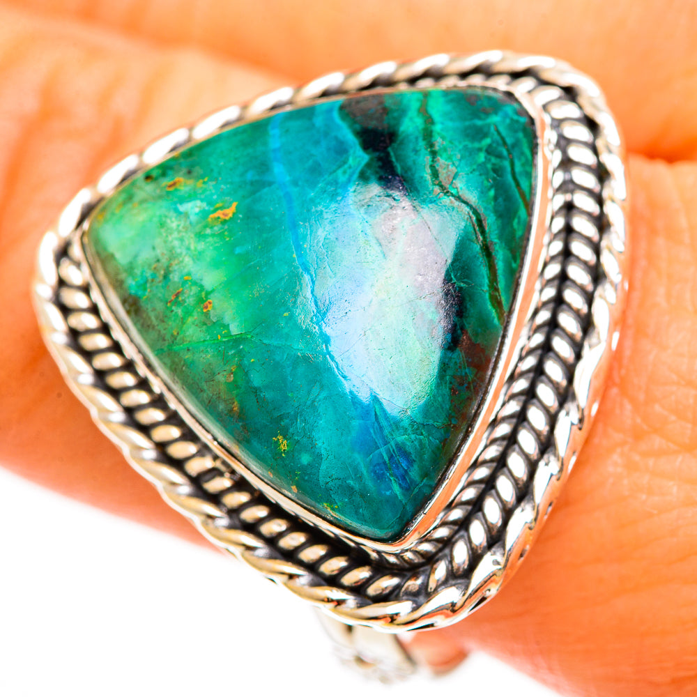 Malachite In Chrysocolla Rings handcrafted by Anasilvercos - RING113645