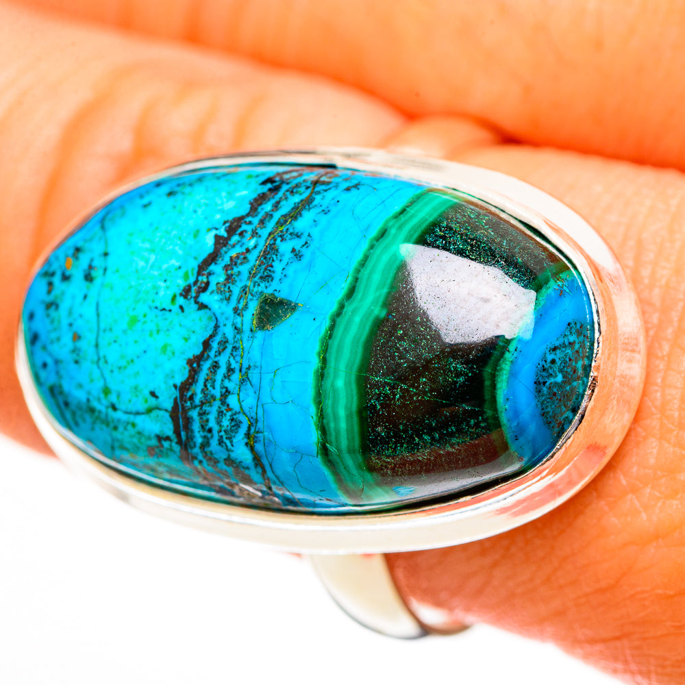 Malachite In Chrysocolla Rings handcrafted by Anasilvercos - RING113646