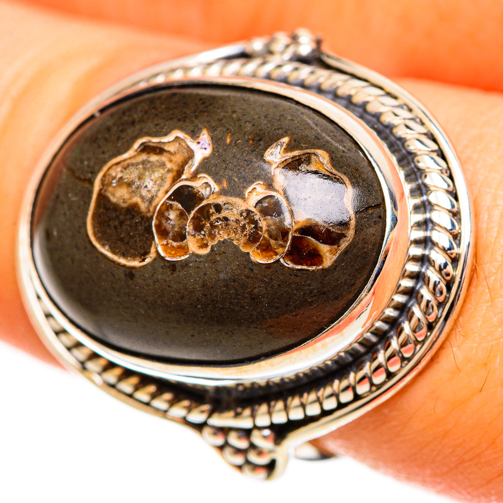 Turritella Agate Rings handcrafted by Anasilvercos - RING113654