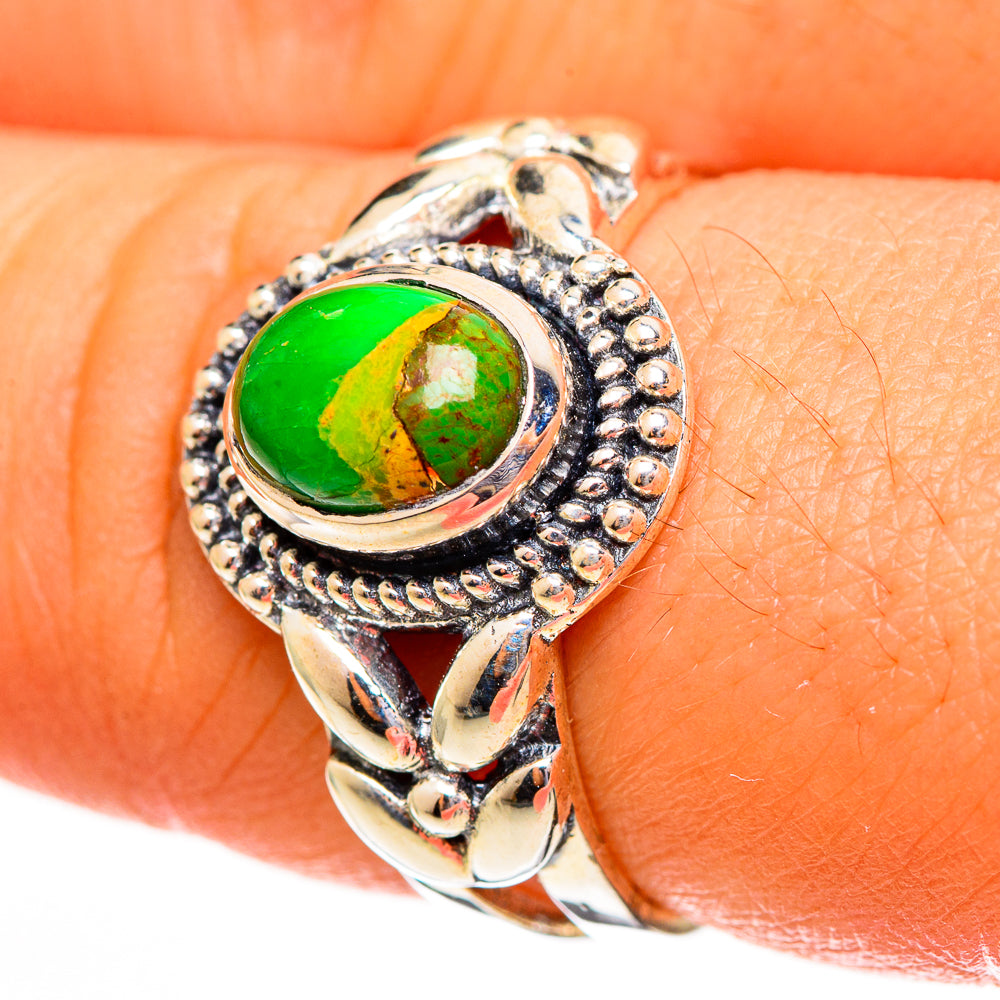 Green Copper Composite Turquoise Rings handcrafted by Anasilvercos - RING113695