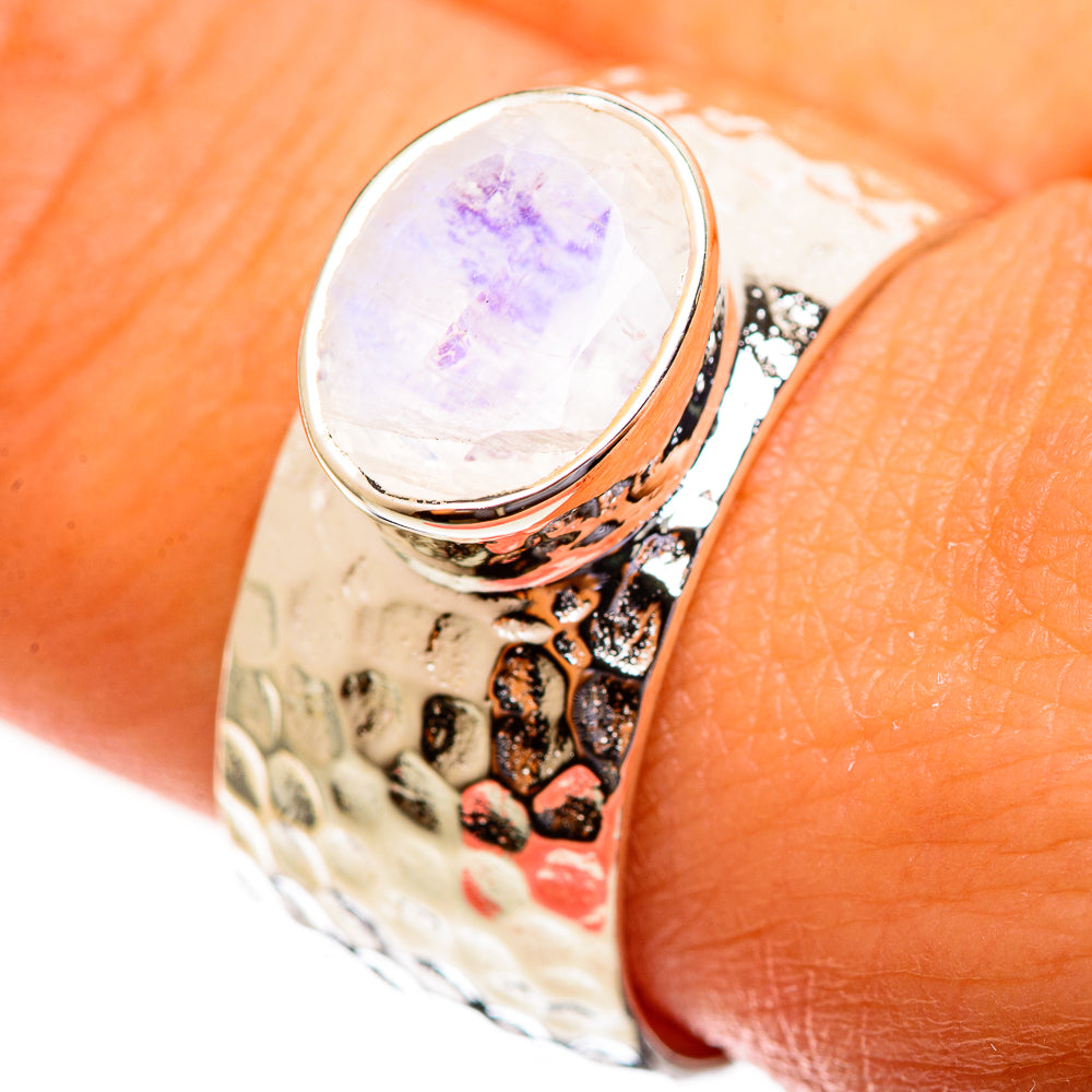 Rainbow Moonstone Rings handcrafted by Anasilvercos - RING113710