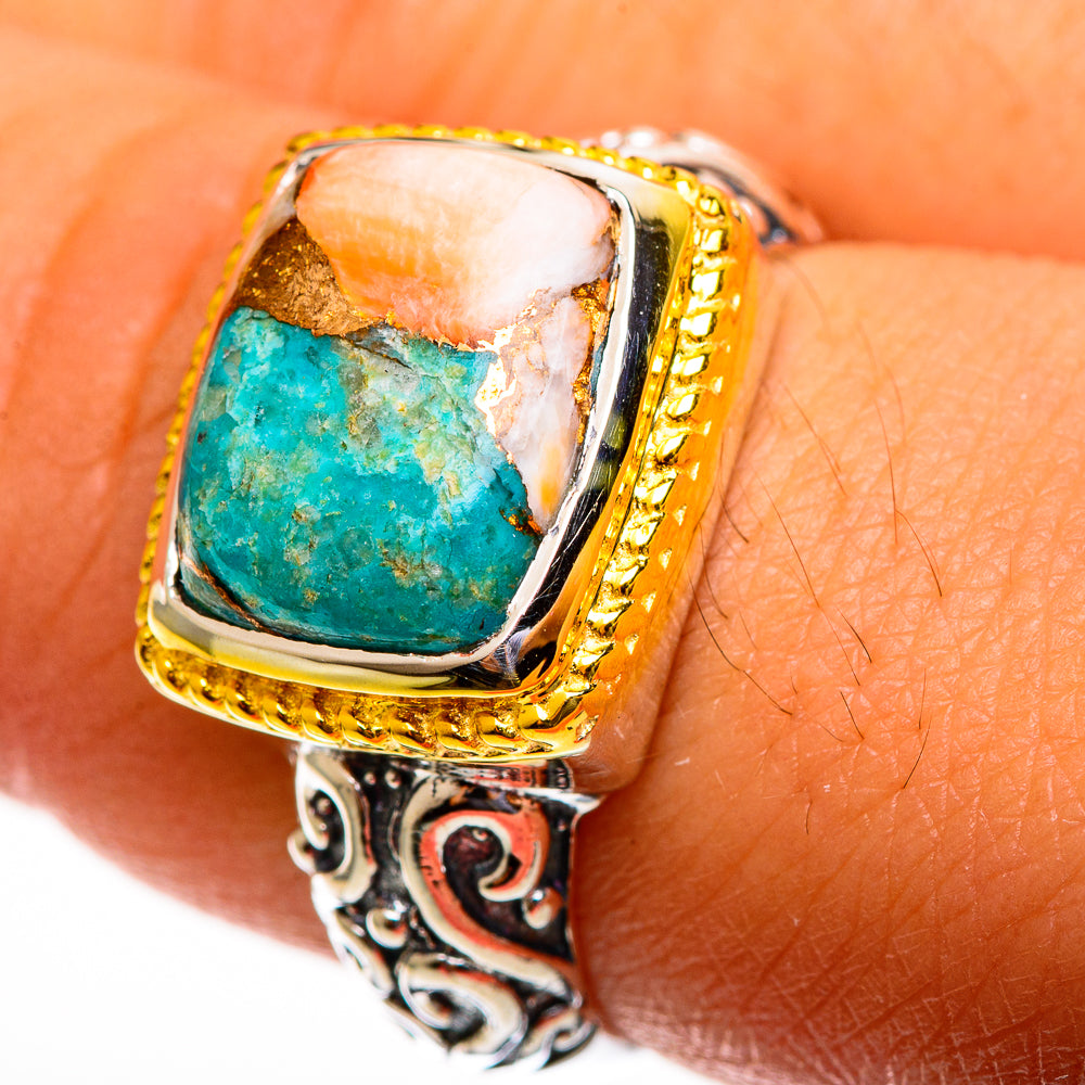 Spiny Oyster Turquoise Rings handcrafted by Anasilvercos - RING113713