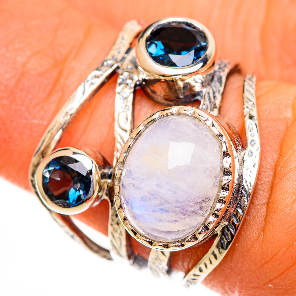 Rainbow Moonstone Rings handcrafted by Anasilvercos - RING113719