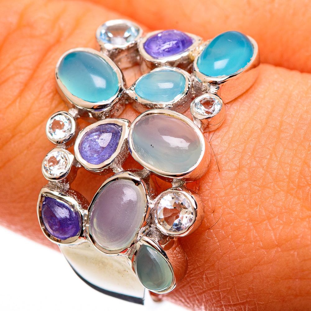 Aqua Chalcedony Rings handcrafted by Anasilvercos - RING113724