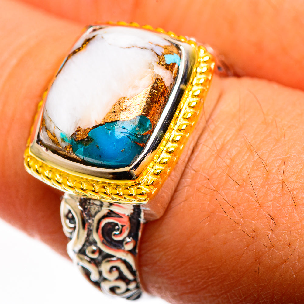Blue Copper Composite Turquoise Rings handcrafted by Anasilvercos - RING113748