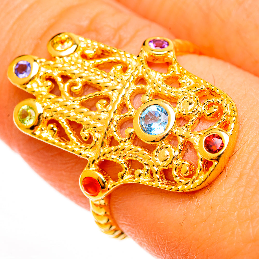 Multi-Stone Hasma Chakra Rings handcrafted by Anasilvercos - RING113749