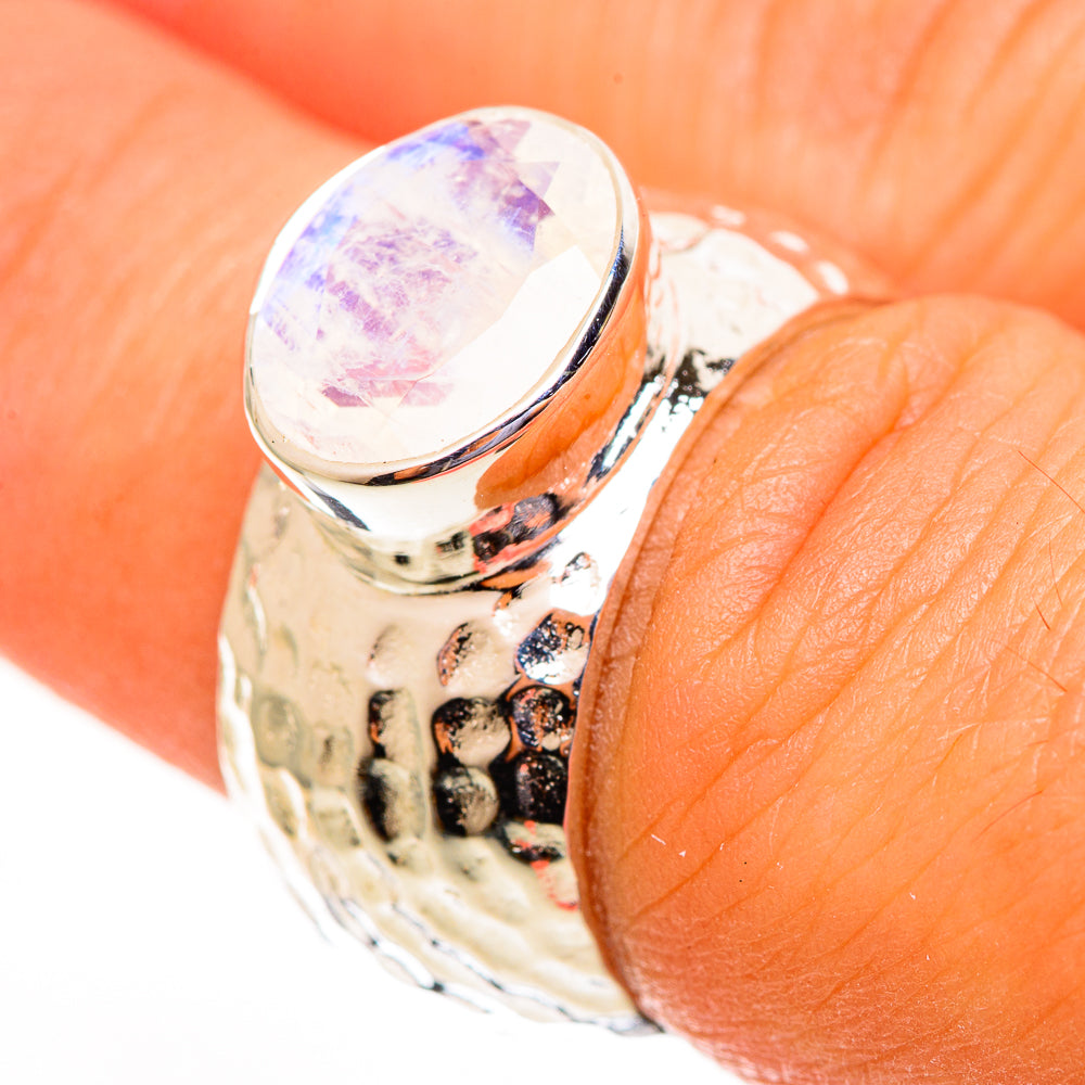 Rainbow Moonstone Rings handcrafted by Anasilvercos - RING113782
