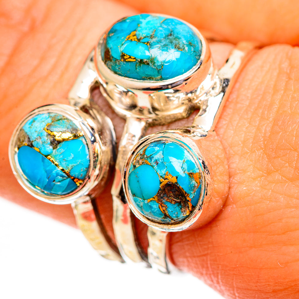 Blue Copper Composite Turquoise Rings handcrafted by Anasilvercos - RING113795