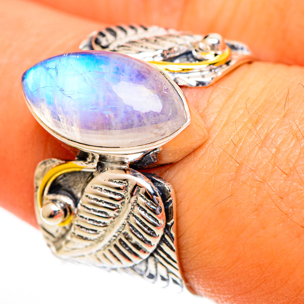 Rainbow Moonstone Rings handcrafted by Anasilvercos - RING113819