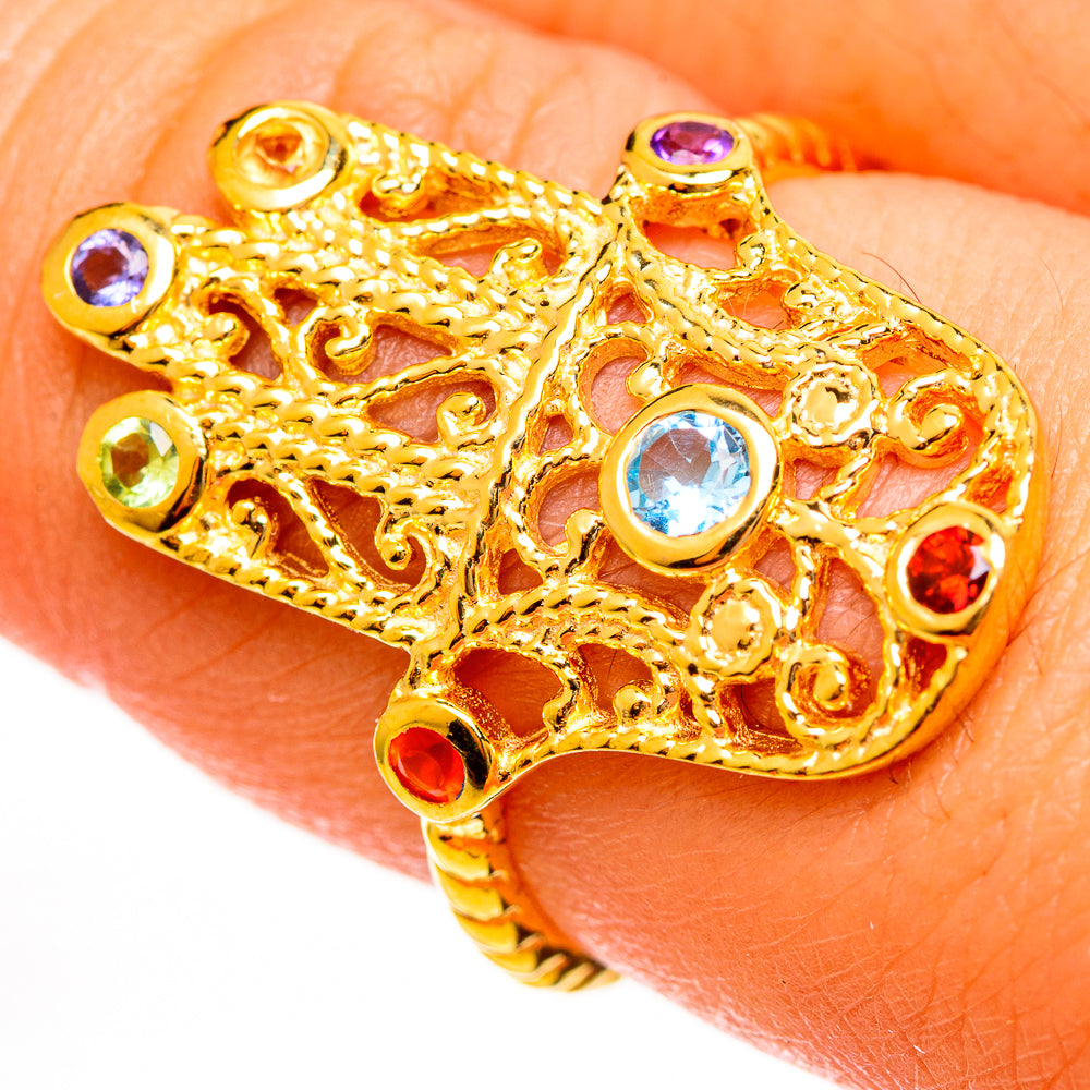Multi-Stone Hasma Hand Rings handcrafted by Anasilvercos - RING113823