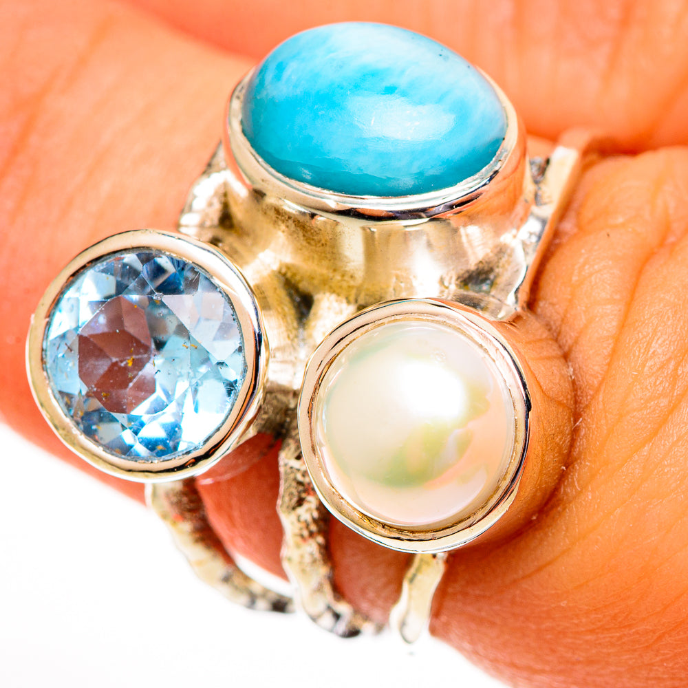 Larimar Rings handcrafted by Anasilvercos - RING113828