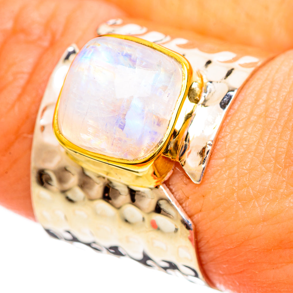 Rainbow Moonstone Rings handcrafted by Anasilvercos - RING113855