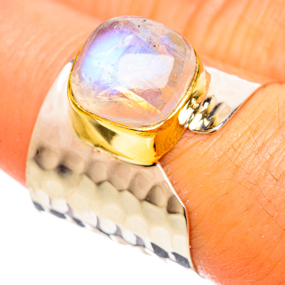 Rainbow Moonstone Rings handcrafted by Anasilvercos - RING113889