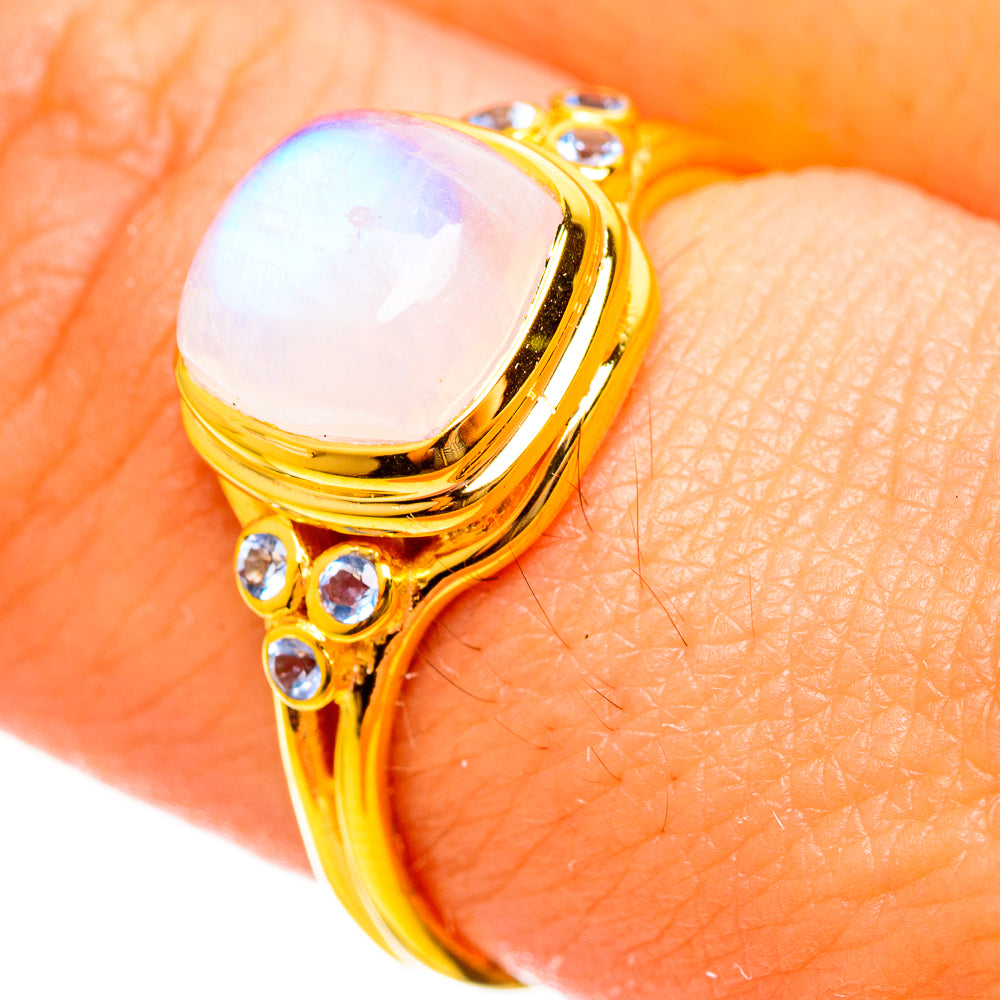 Rainbow Moonstone Rings handcrafted by Anasilvercos - RING113891