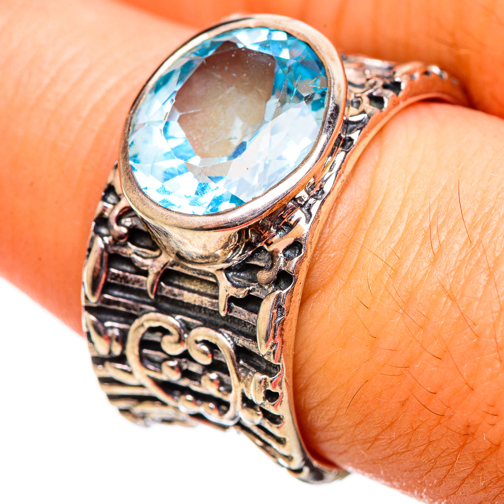 Blue Copper Composite Turquoise Rings handcrafted by Anasilvercos - RING113895