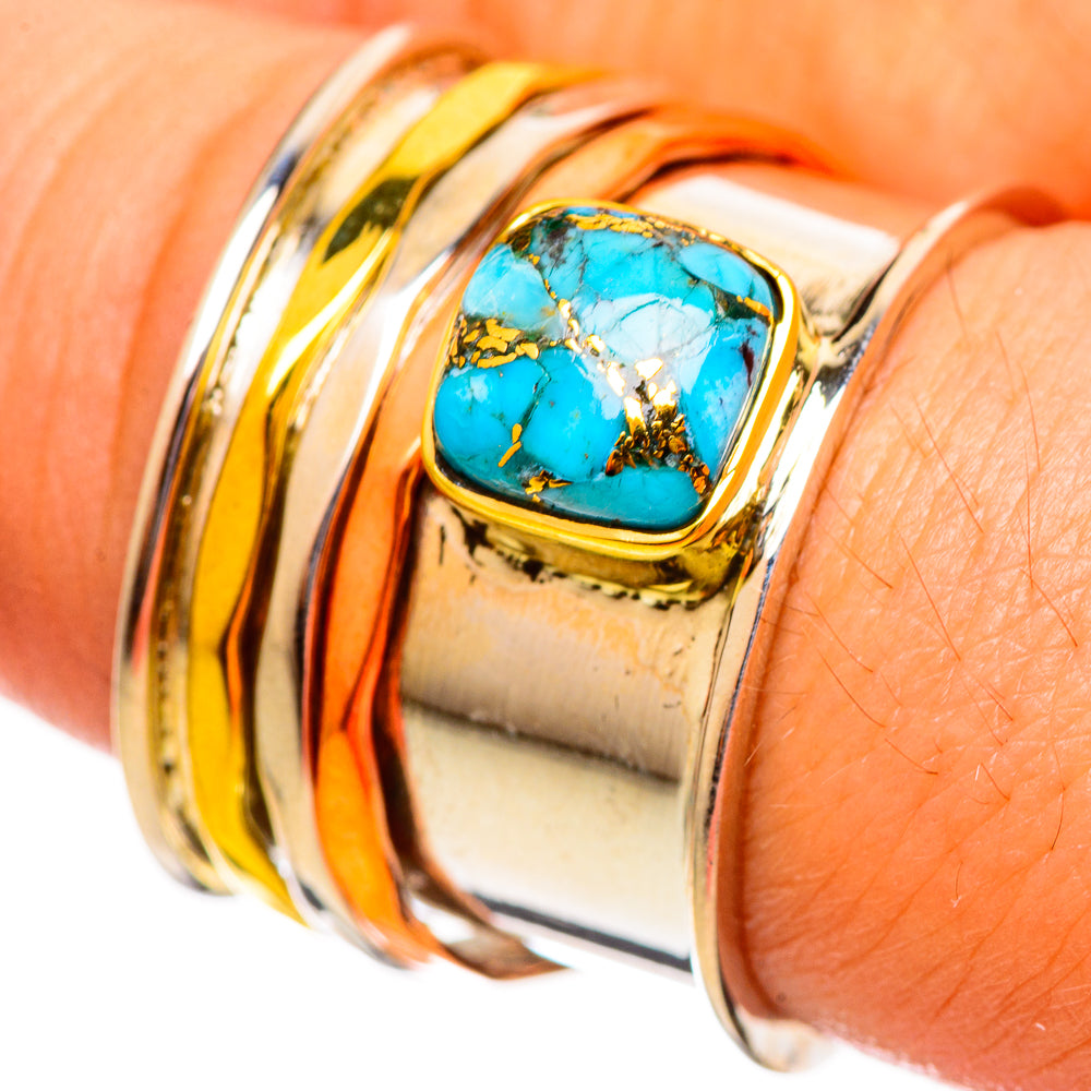 Blue Copper Composite Turquoise Rings handcrafted by Anasilvercos - RING113899
