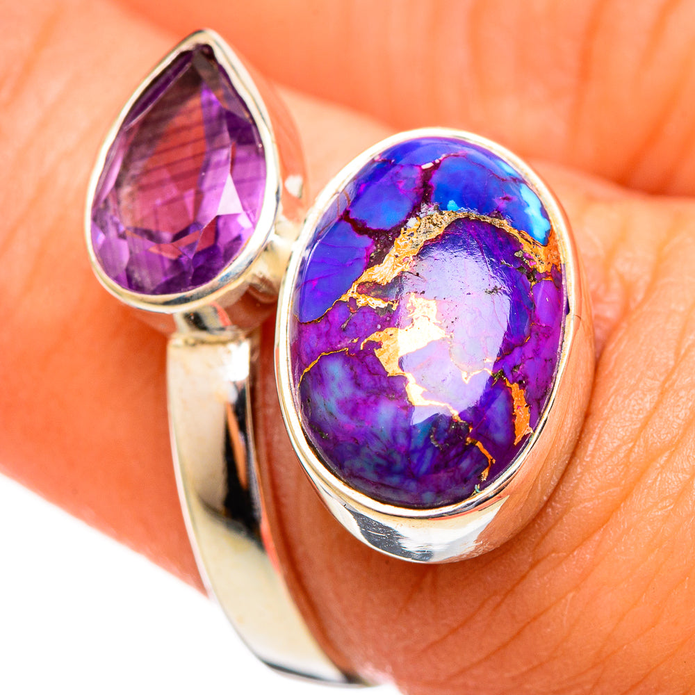 Purple Copper Composite Turquoise Rings handcrafted by Anasilvercos - RING113915