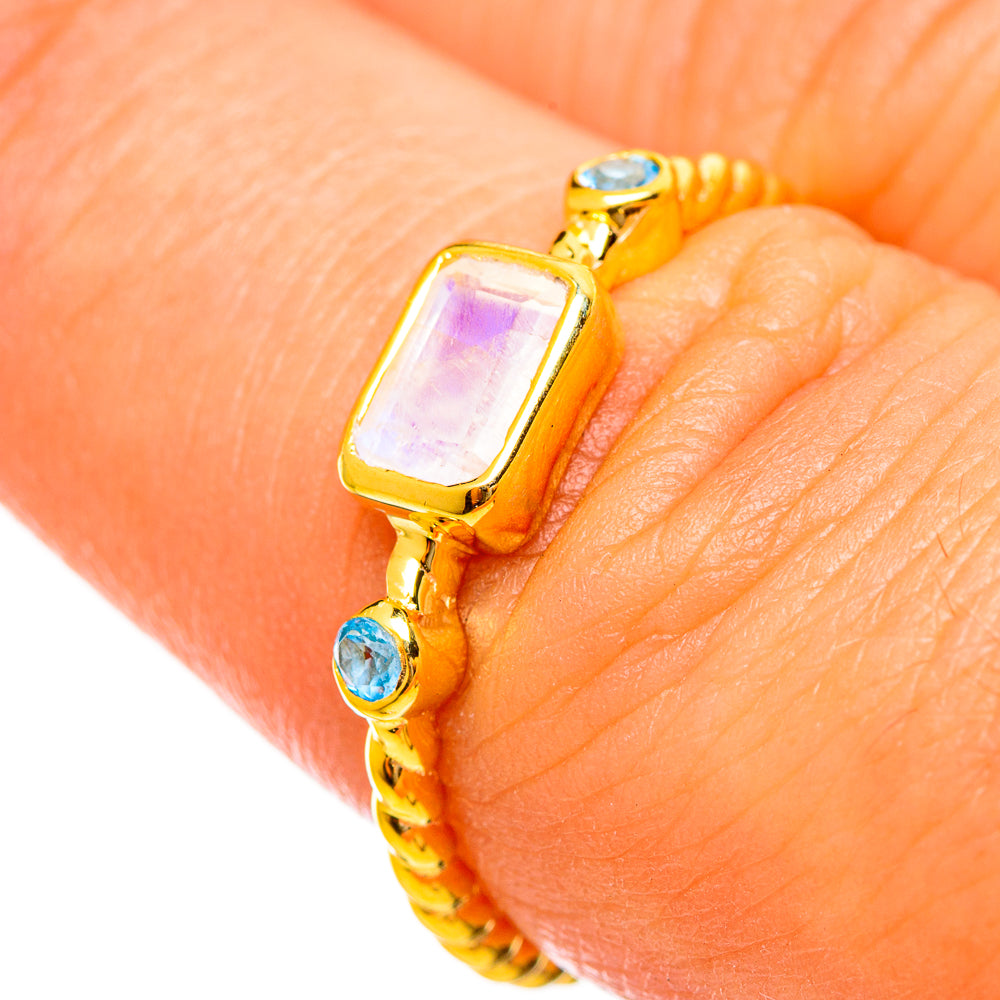 Rainbow Moonstone Rings handcrafted by Anasilvercos - RING113918